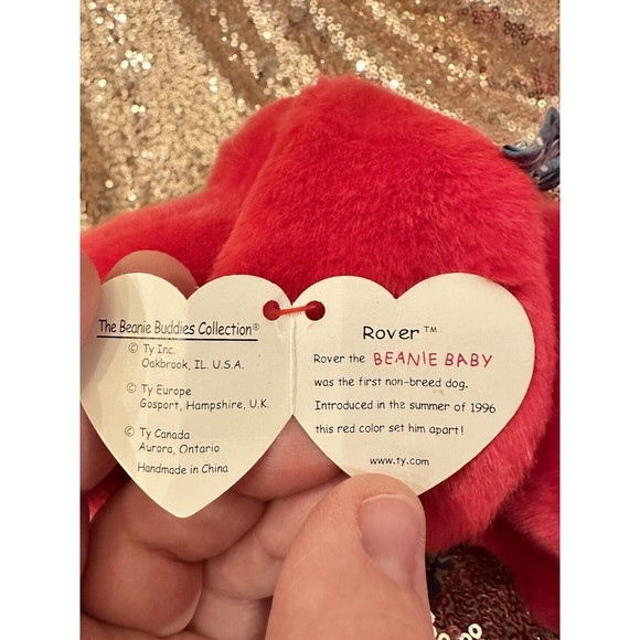 TY BEANIE BUDDIES RED ROVER DOG W/ Handkerchief, Plush Stuffed Animal Puppy P9 - Picture 8 of 11